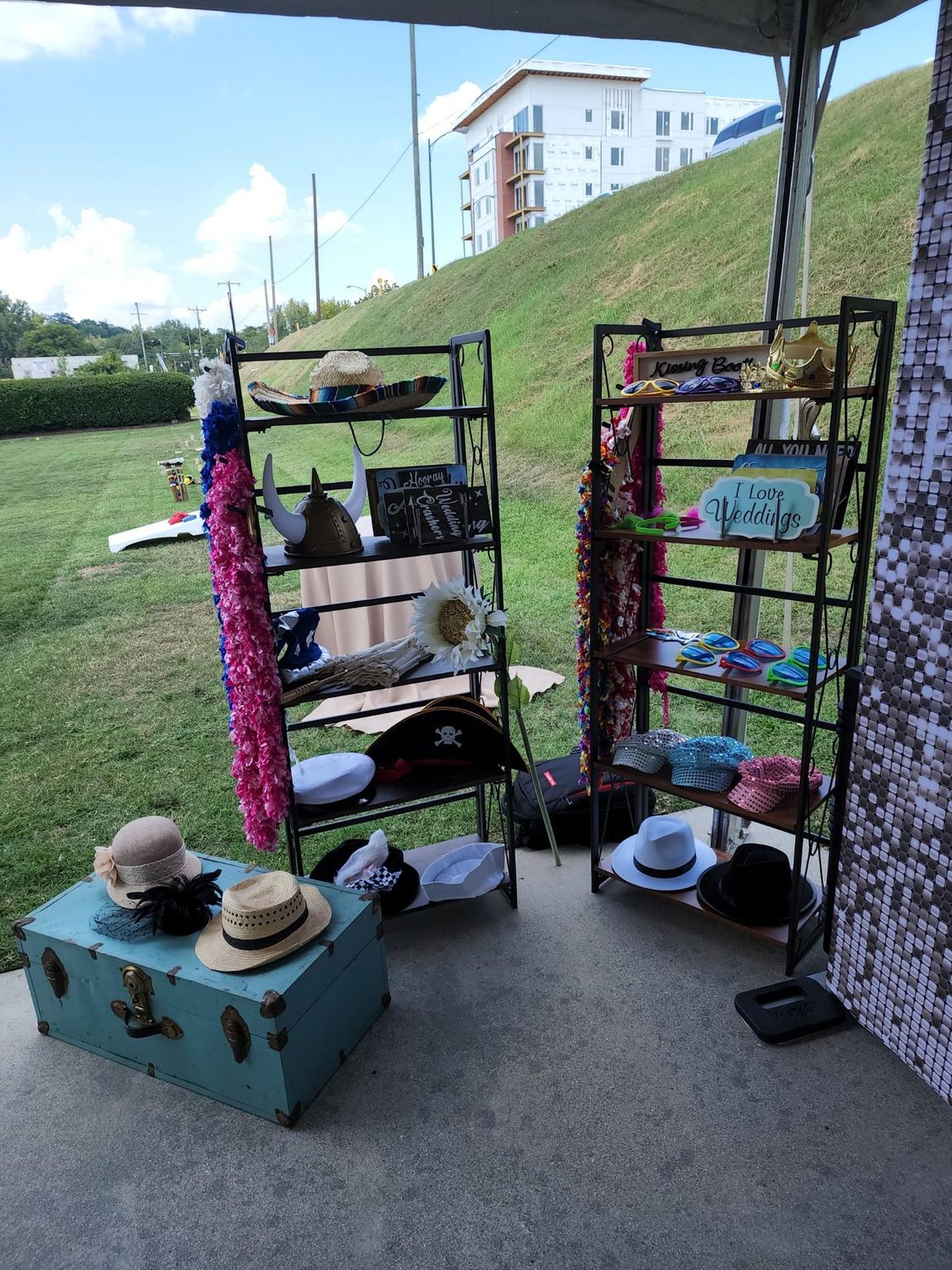 Prop display set out beside a photo booth