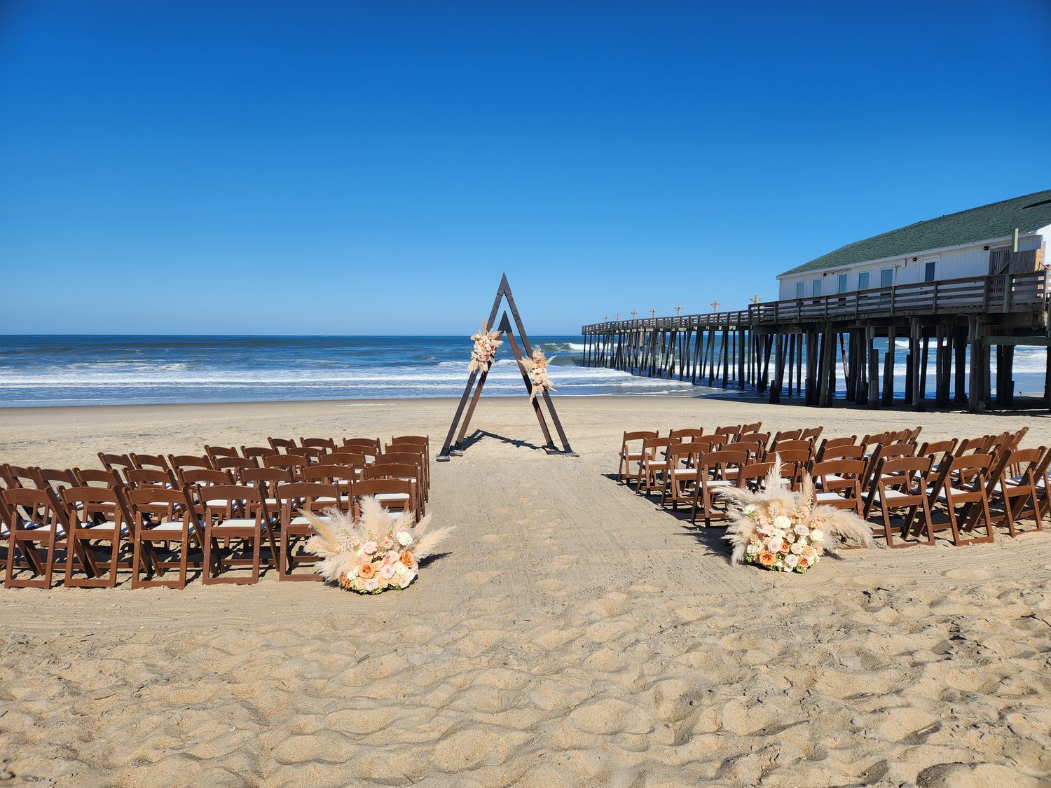 Waterfront ceremony setup in Virginia