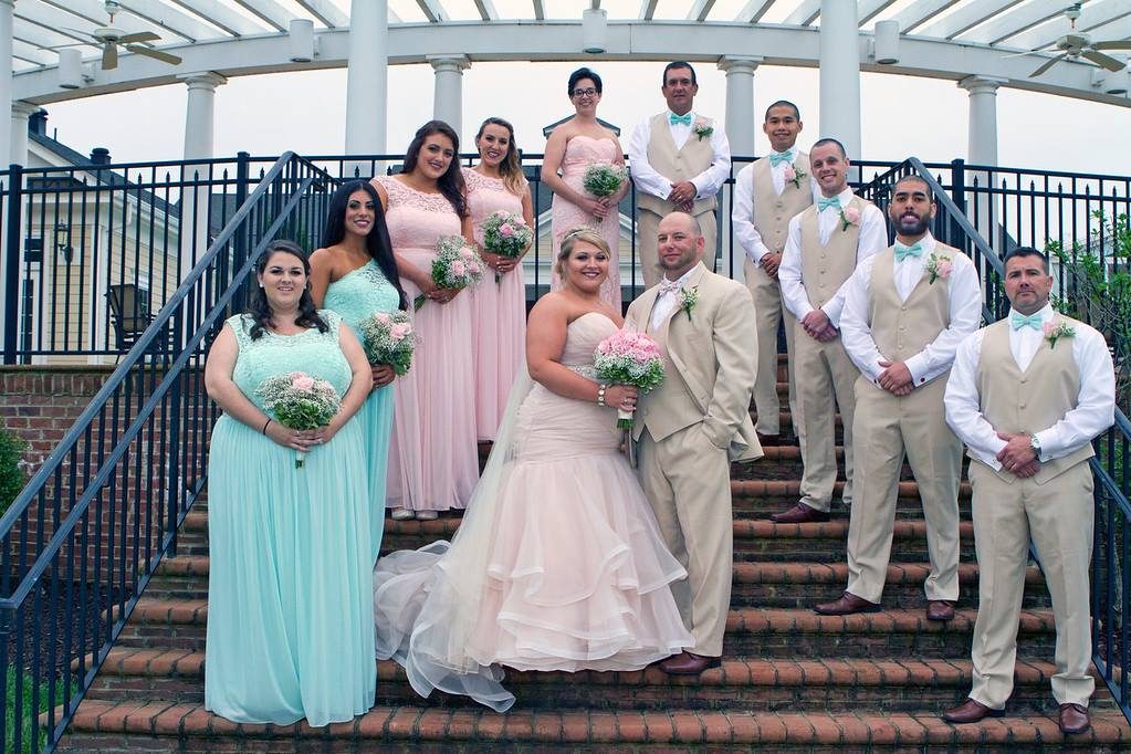 Wedding party gathered before the ceremony