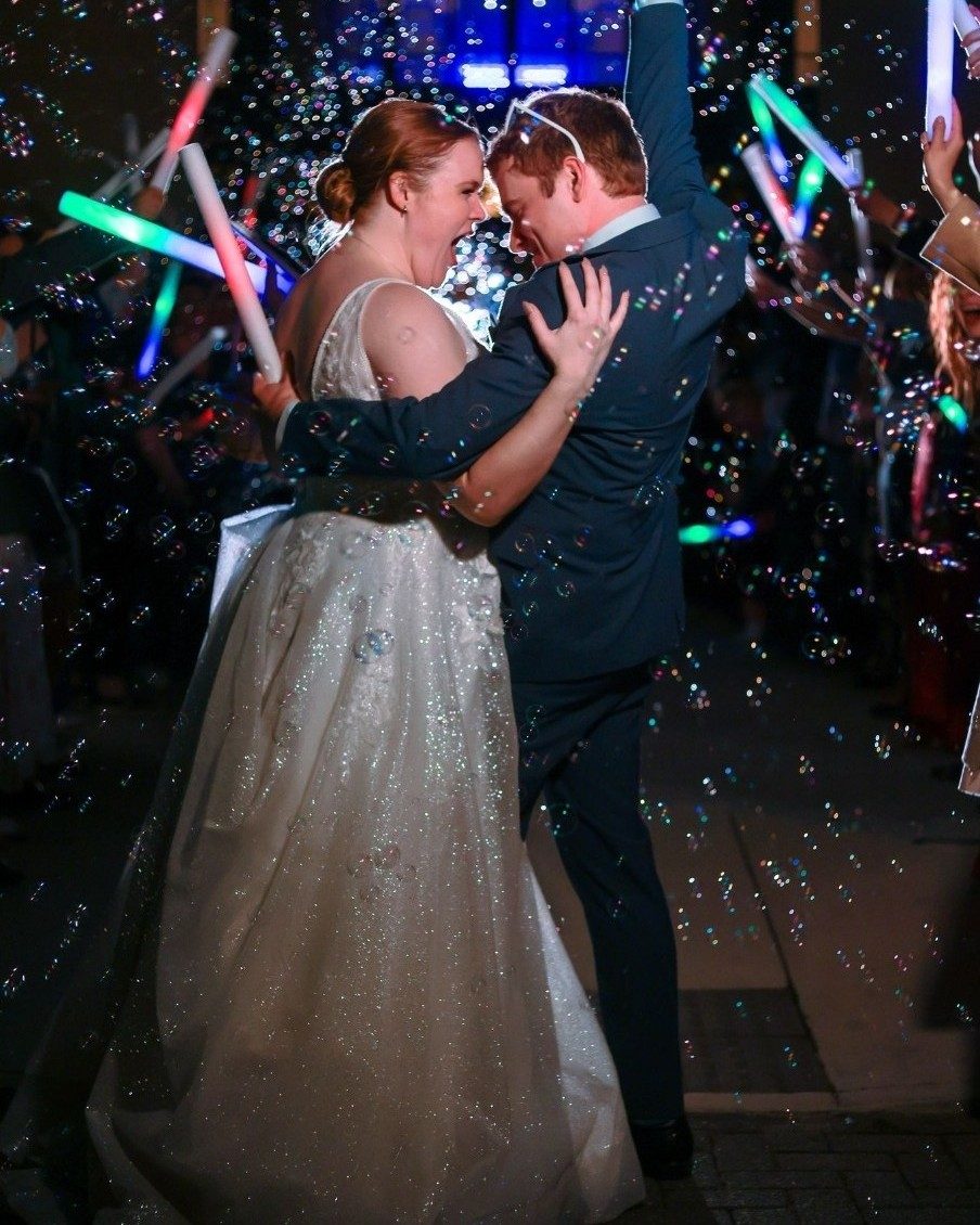 Guests with glow accessories on the dance floor
